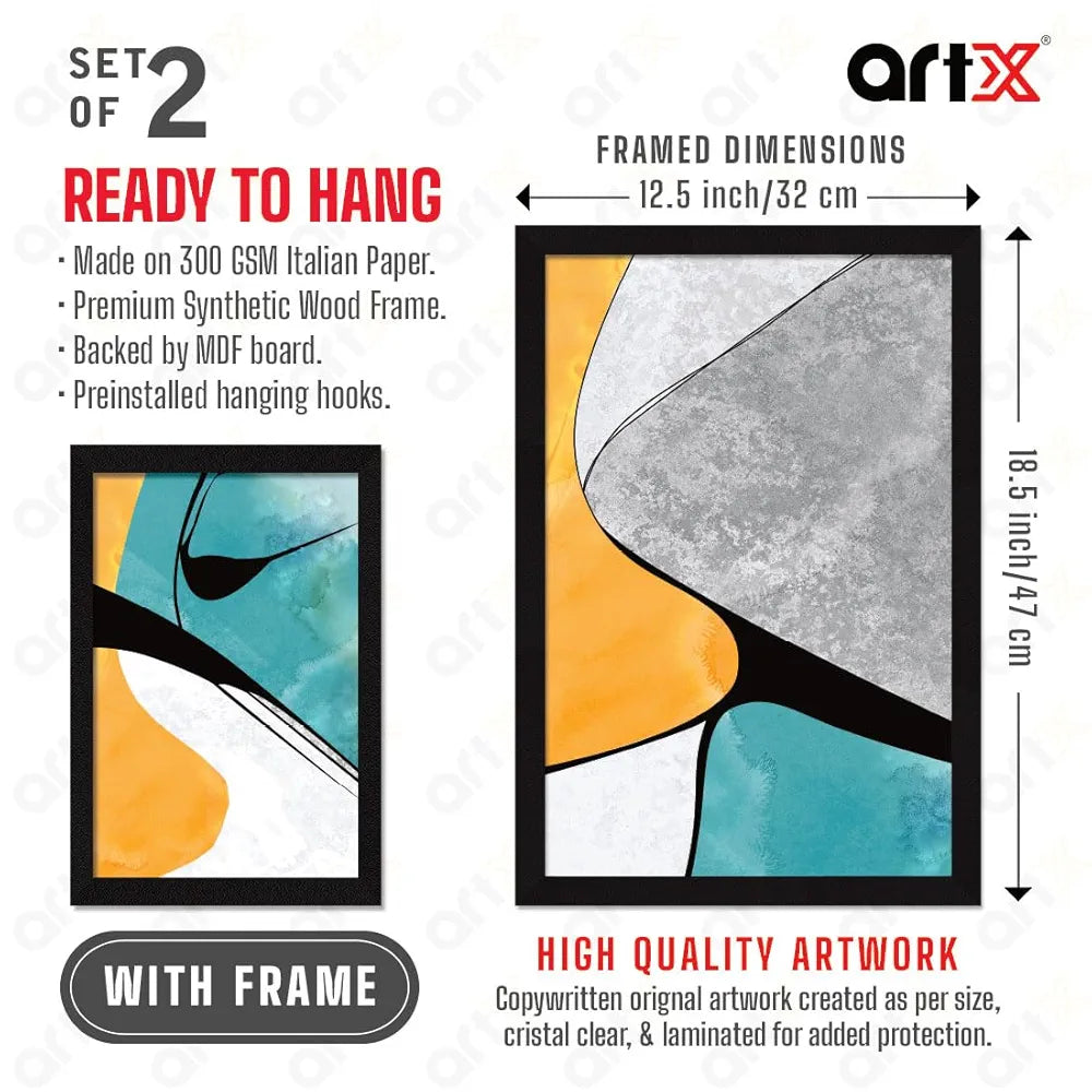 ArtX Paper Scenery Aesthetic Wall Decor Paintings with Frame Set Of 2