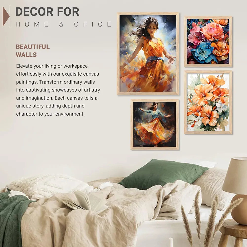 kotart Premium Digital Paintings with Frame Painting - Set of 4 Big Frames B