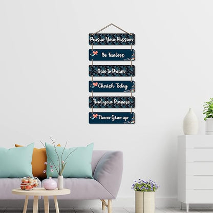 Artvibes Decorative Wall Hanging Wooden Art Decoration Item for Living Room | Quotes Decor Item | Wall Art for Hall | Set of 6