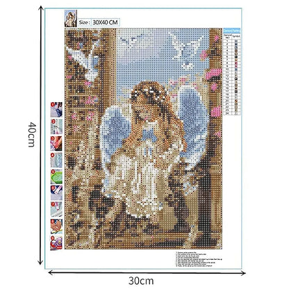 TREXEE 5D Diamond Painting by Number Kit for Adults | Full Drill AngelDiamond Painting Rhinestone Embroidery Pictures for Adults Kids Relaxation and Home Wall Decor 