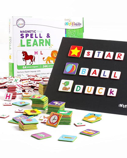 Firstcry Intelliskills Premium 208 Pieces Magnetic Spell & Learn Board for Kids | Learning & Educational Activities Toy
