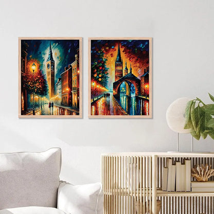 Kotart Premium Digital Painting with Frame for Home Decoration Iconic City Painting Pack of 2 Design01