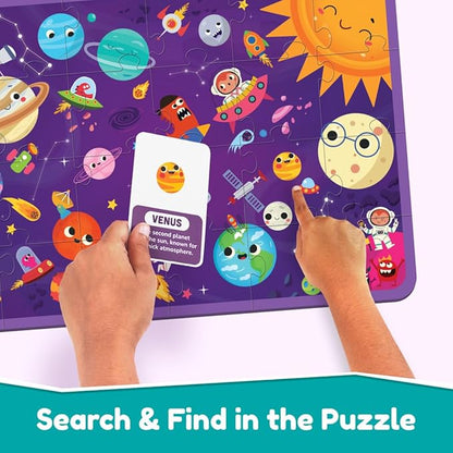 Bloomingo Search and Find Puzzle Kit | Spectacular Space | Explore Space & Find Planets | Discovery Cards & Solution Sheet