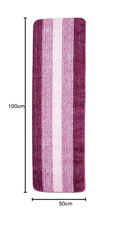 Saral Home Microfiber Striped Rectangle Anti-Skid Runner Colour Pink