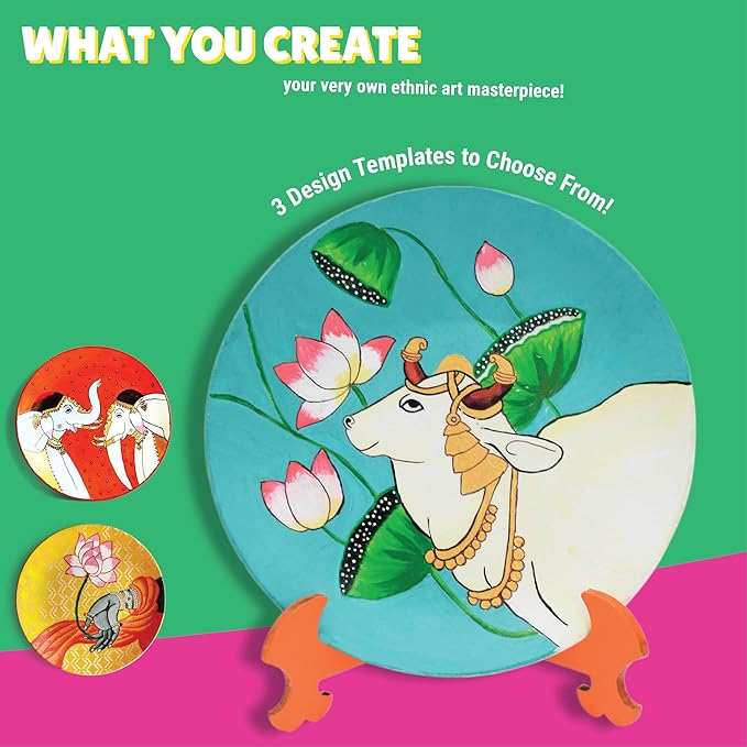 Kalakaram Paint Your Own Pichwai Art on a Plate Painting kit | Buy Painting Set/Kit for Kids 10 Year Old