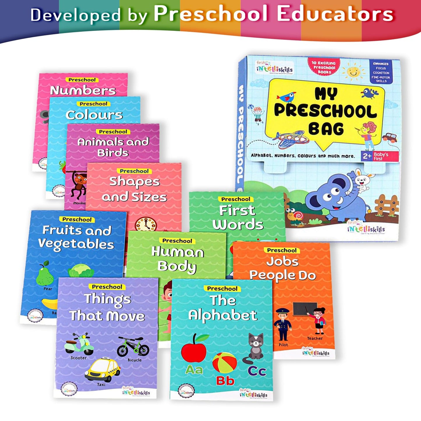 Firstcry Intelliskills Premium My Preschool Book Set of 10 | Montessori Educational Activity Book for Boys & Girl | 80 Pages