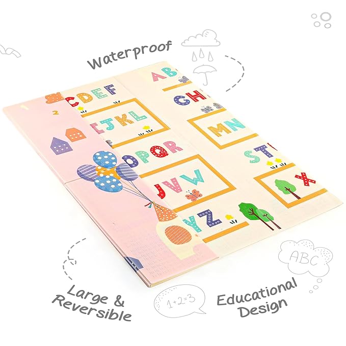 Firstcry Intelliskills Premium Extra Large Reversible Alphabet & Number Play Mat for Babies | Learning & Crawling Foldable Baby Mats for Floor