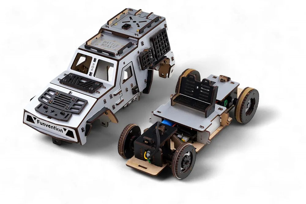 Funvention Battle Beast DIY RC Car - DIY 2.4GHz Remote Control Car Model for Kids - Build High-Speed Racing Car Type-C Charging Dual Motor Car STEM Kit Made in India