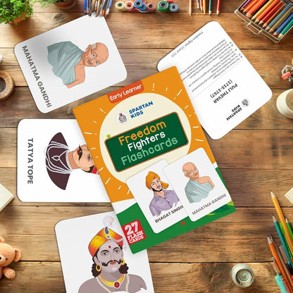 SPARTAN KIDS Freedom Fighters Flash Cards for Kids Cognitive_Skills| 27 Early Learning Flash Cards Easy & Fun Way of Learning 1 Year to 6 Years Babies