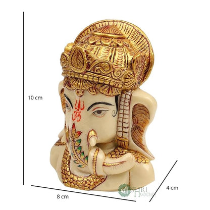 Indicast Resin 4" Inch Lord Ganesha Head Painting Hindu God Ganesh Ganpati Idol Figurine for Home Office House Warming Statue Murti