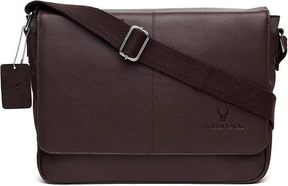 WildHorn Leather 13 inch Laptop Messenger Bag for Men I Padded Laptop Compartment I Adjustable Strap I Dimension: L- 14inch H- 10.5 inch W- 3.5inch