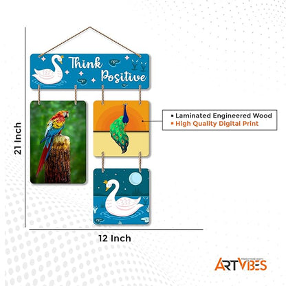 Artvibes Think Positive Decorative Wall Art Wood Hanging for Livingroom, Bedroom | Home Decor