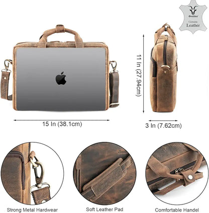 Goatter Genuine Leather Multi Pockets Office Laptop Messenger Bag For Men