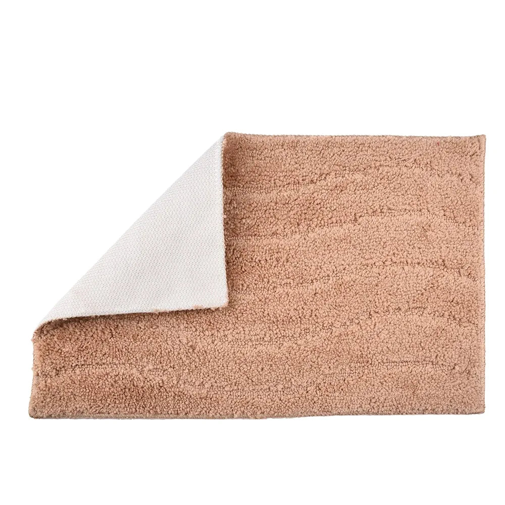 Kuber Industries Waves Shape Velvet Entrance Door Mat Light Brown