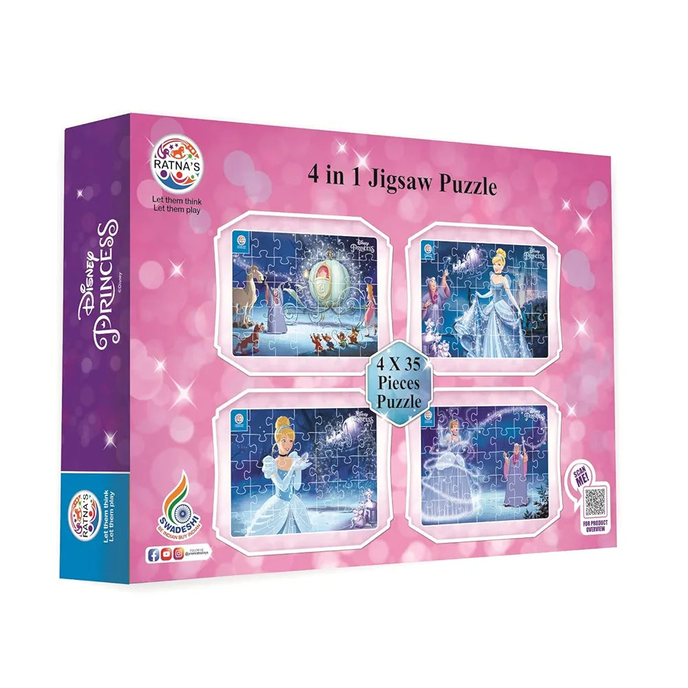 Ratna's 4 in 1 Disney Jigsaw Puzzle 140 Pieces for Kids. 4 Jigsaw Puzzles 35 Pieces Each 