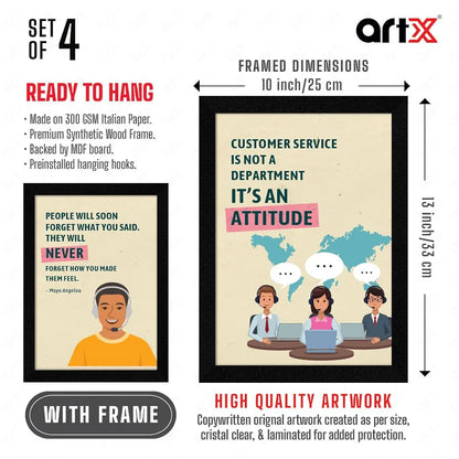 ArtX Paper Call Center Business Sales & Marketing Motivational Quotes AXF00177-MOT Framed Posters A4 Set of 4