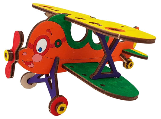 Ugears 3D Wooden Puzzle Games - Coloring kit - Biplane - DIY Desk Organizer Pen Stand, STEAM Learning Brain Games Toys & Puzzles for Kids, Art, Coloring and Painting Games for Kids, DIY Kits for Kids