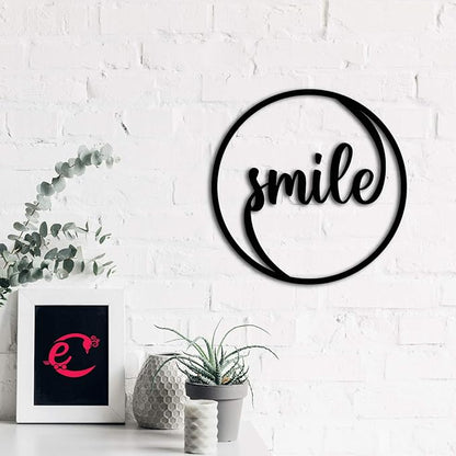 Ecraftindia Smile Black Engineered Wood Cutout Wall Art Decor | Happy, Positive, Cheerful Wall Decor Item