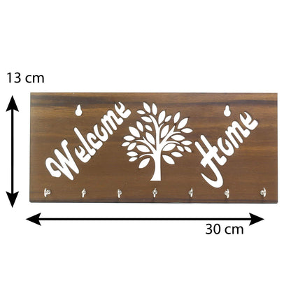 Ecraftindia Welcome Home Theme Wooden Key Holder With 7 Hooks