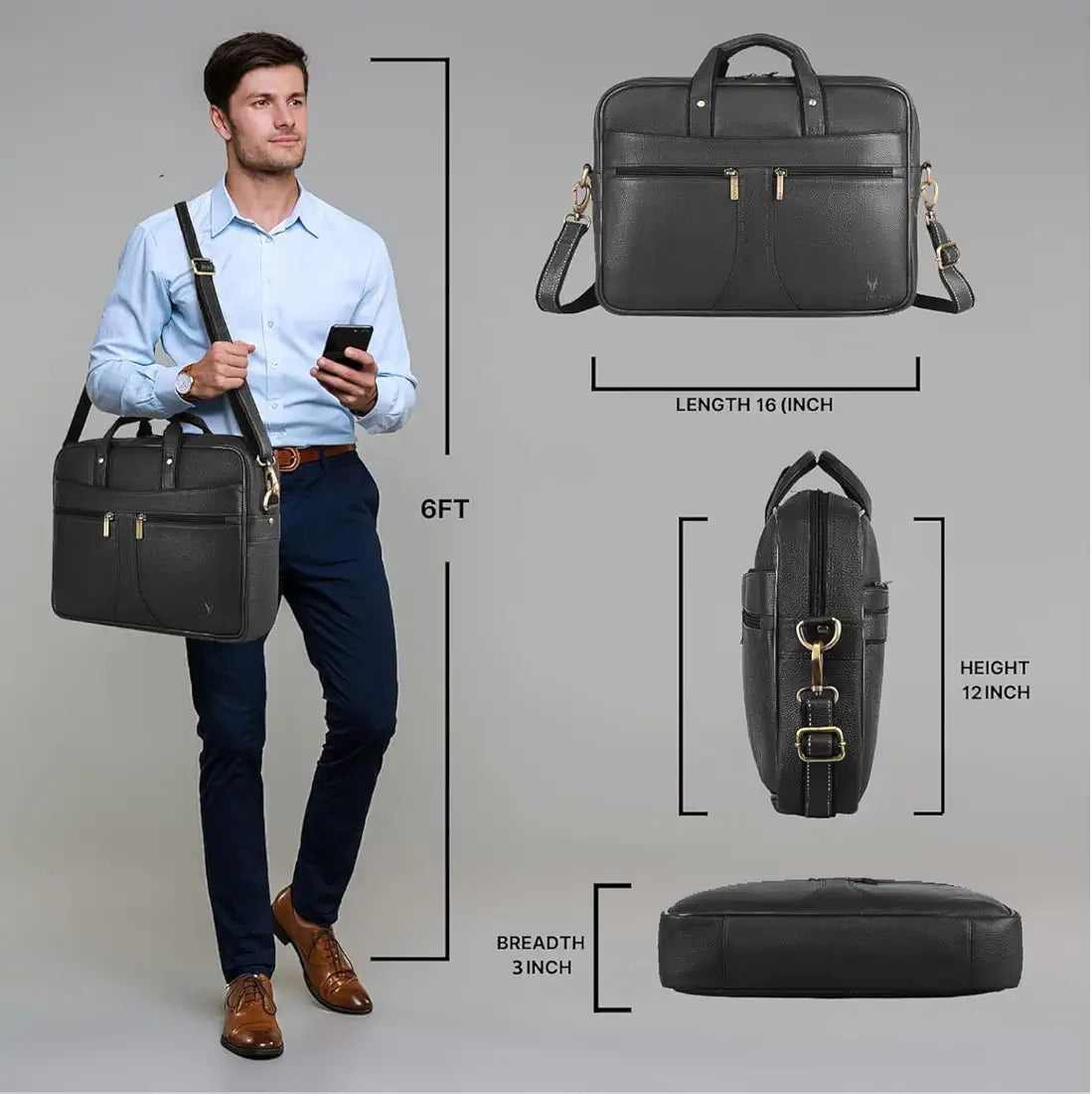 WildHorn Leather Laptop Messenger Bag for Men