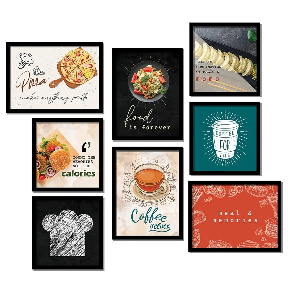 Kotart Paper Food is Favourite Photo Frames For Kitchen And Restaurant Set Of 8 - Design012
