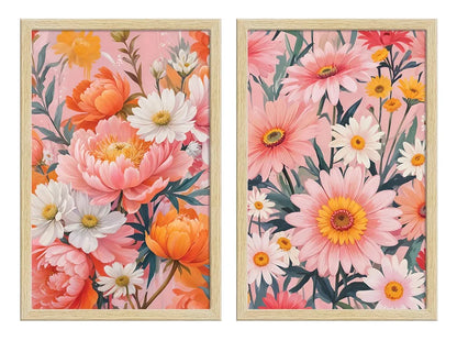 ArtX Paper Floral Art Paintings with Frame Flowers - 01 Set of 2