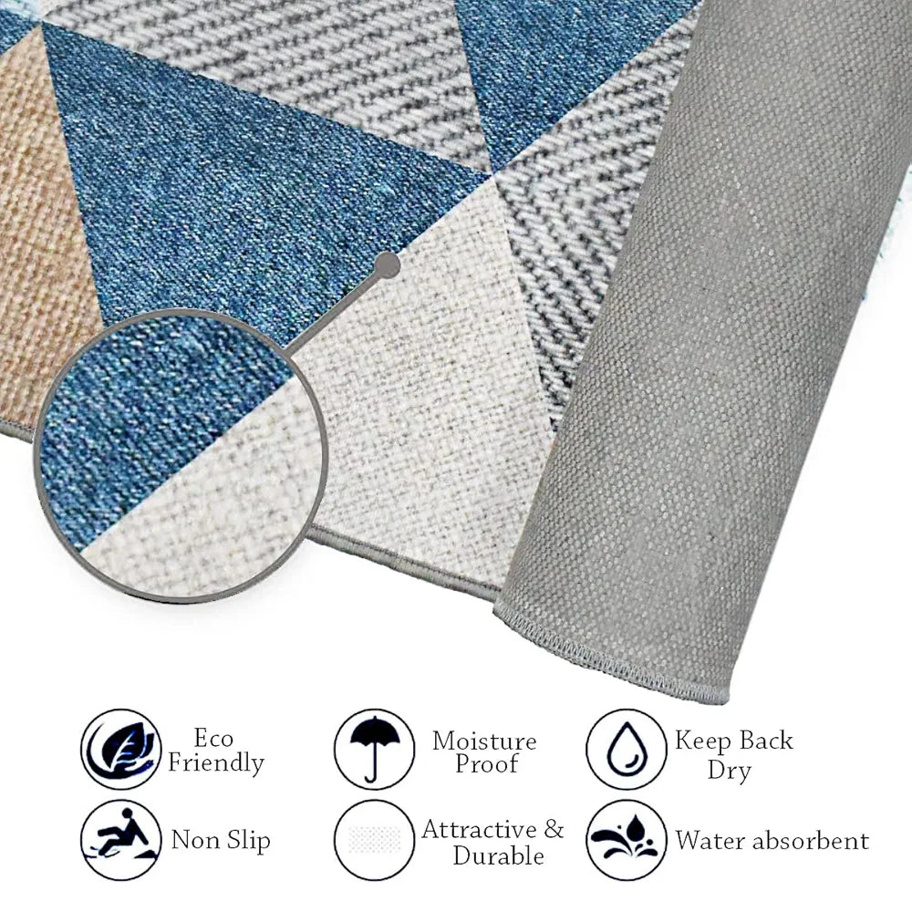 Ishro Home 3d Printed Bedside Runner Carpet Anti Skid For Home kitchen Colour Crystals