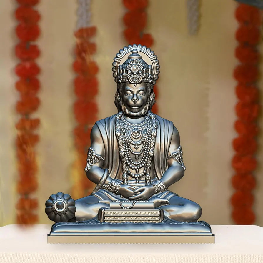 Jd Fresh 4.5 Inch Bajrangbali Statue with Gada - silver