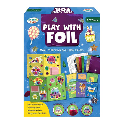 SparkLPlay Greeting Card Making Kit for Kids | DIY Craft Kit with 6 Cards, Foil Art & Stickers | Art & Craft Activity for Girls & Boys Ages 4-9 | Birthday Gift for Kids