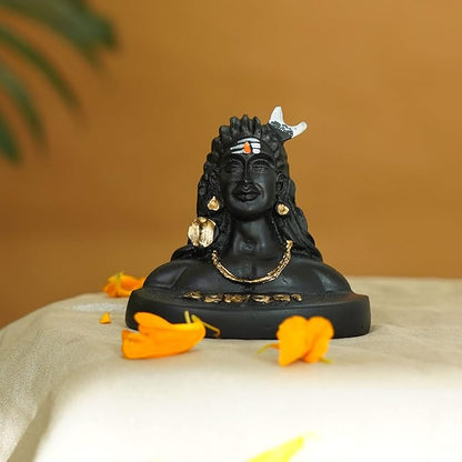 Tied Ribbons Decorative Small Adiyogi Statue Shiva Idol for Car Dashboard Home Decor Pooja Room