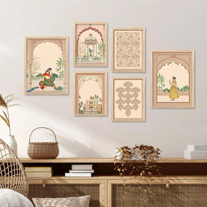 Kotart Madhubani Art Paintings with Frame Traditional Framed Painting C Pack of 6