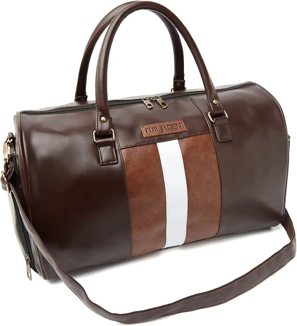 Fur Jaden Weekender Travel Duffle Bag with Separate Shoe/Laundry Compartment for Men & Women Made of Vegan Leather