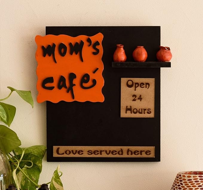 Ecraftindia Wooden Mom's Cafe Wall Hanging | Multicolour