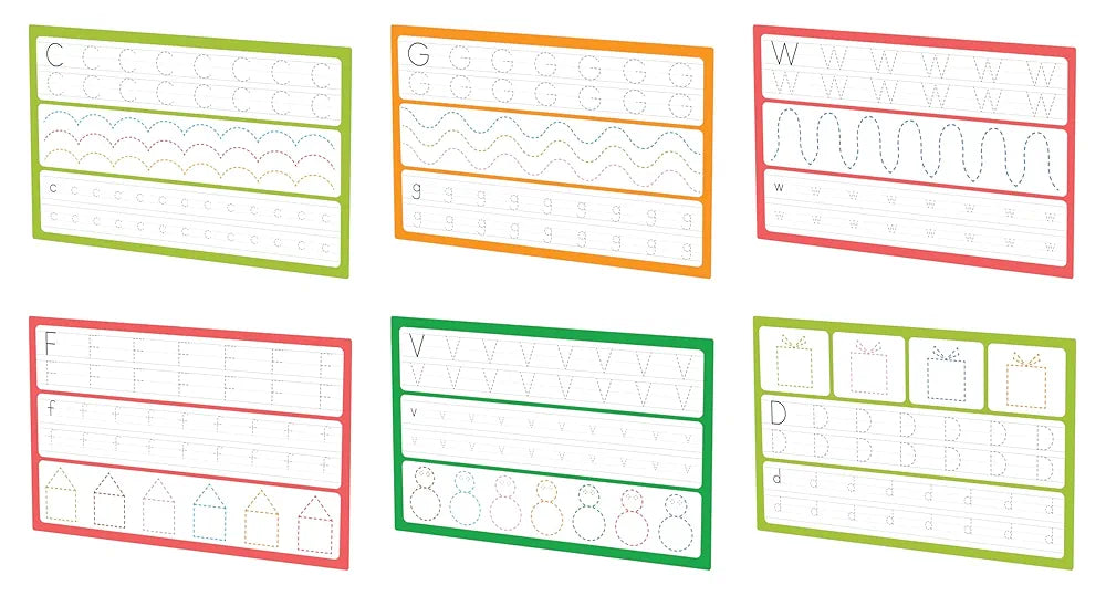 Handwriting Skills Flash Cards for Kids Early Learning Reusable 16 Flashcards for 3+ Years | Improve The Writing Skill | Fun & Easy Learning Way for Preschoolers | Wipe & Clean Marker Pen