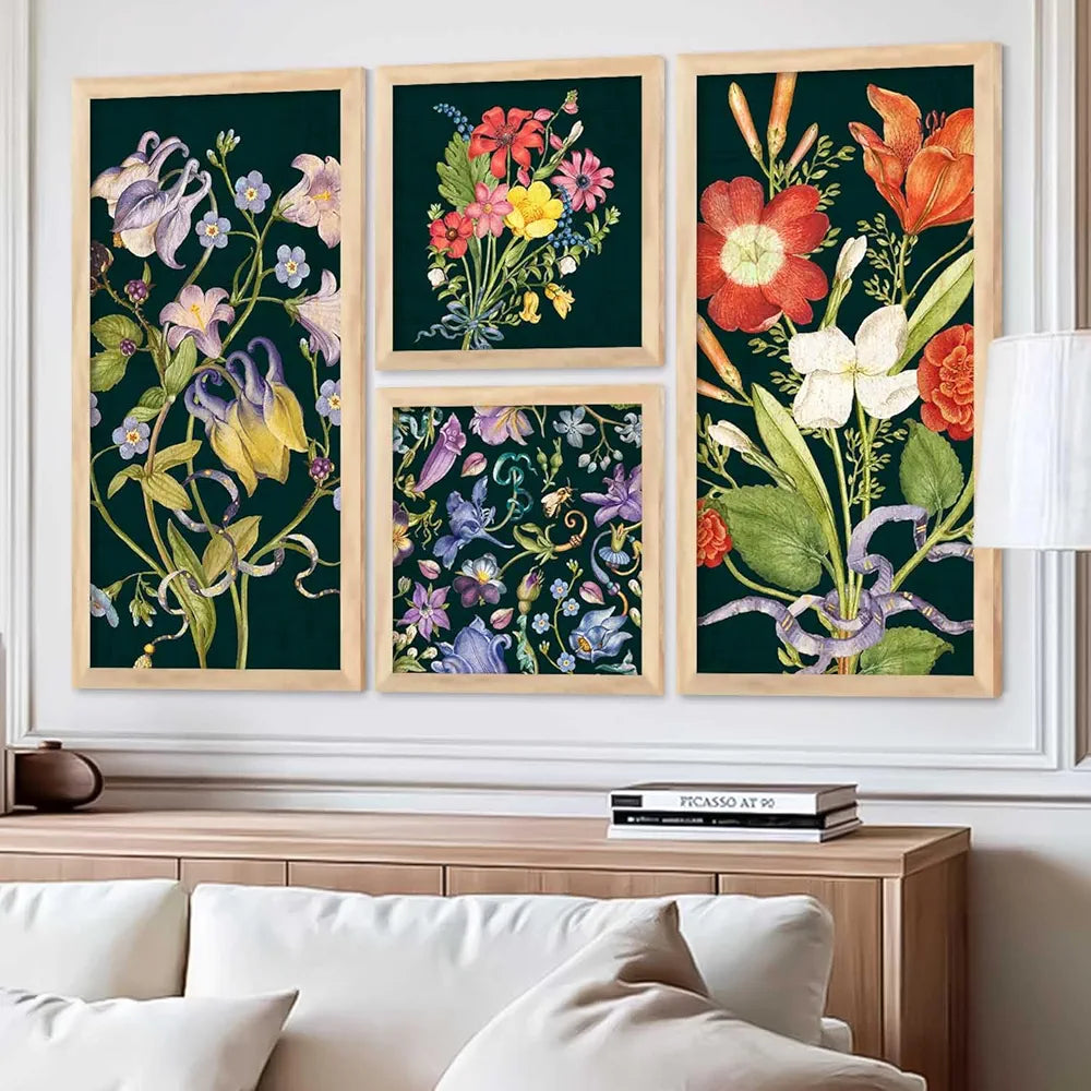 Kotart Home Dacor Abstract Painting Decorative Modern Big Size Wall Art poster With Frame Digital Reprint Engineered Wood Set of 4 Art5