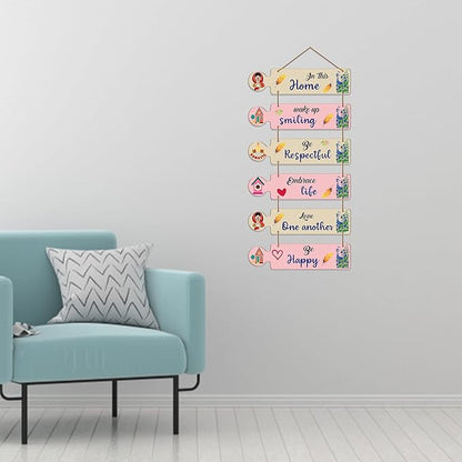 Artvibes Home Quotes Decorative Wall Art Mdf Wooden Wall Hanger for Living Room | Set of 6