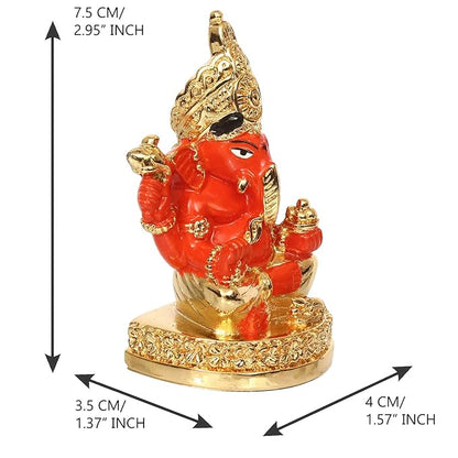 Ecraftindia Gold Plated Orange Siddhivinayaka Ganesha Decorative Showpiece