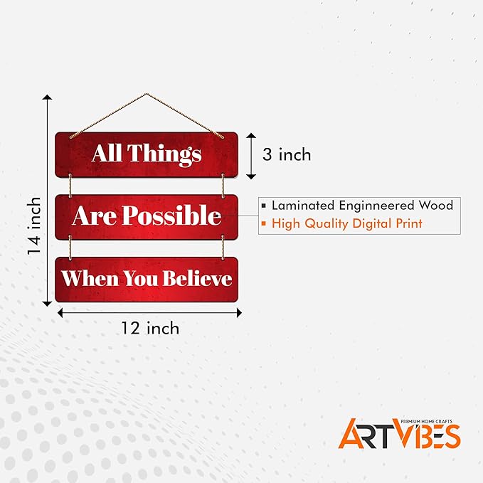 Artvibes Motivational Quotes Wooden Wall Hanger for Home Decor | Decorative Artworks Hangings Items for Home Decoration