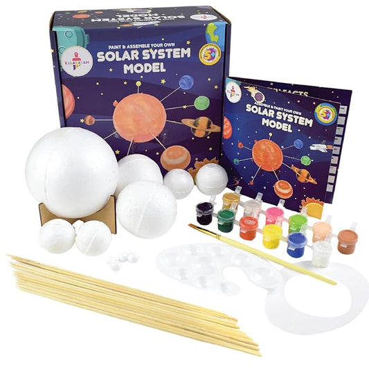 Kalakaram Diy Solar System Kit, Paint and Assemble Solar System Model Kit for School Project | Activity Kit for Kids | Educational Kit for Kids