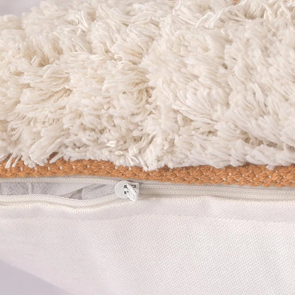 Sashaa World Boho Chic Chunky Cotton Handwoven Cushion Cover Colour Yellow Ivory