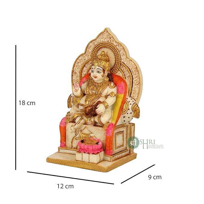 Indicast 7" Inch Maharaj Kuber Lord of Treasure Wealth Painting Idol Decorative Showpiece Handcrafted Kuber Ji Murti