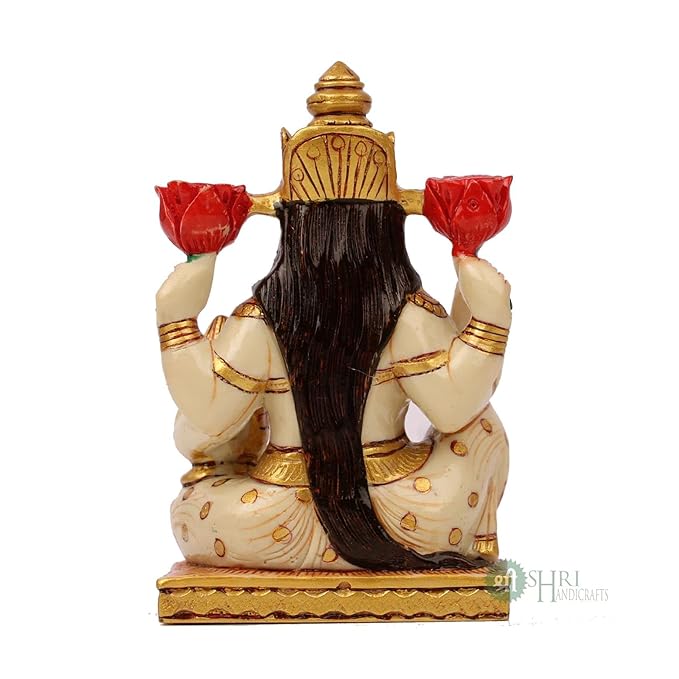 Indicast Resin 5" Inch Goddess Lakshmi Fine Painting Maa Lakshmi Idol Diwali Puja Vastu Figurine Gift Article