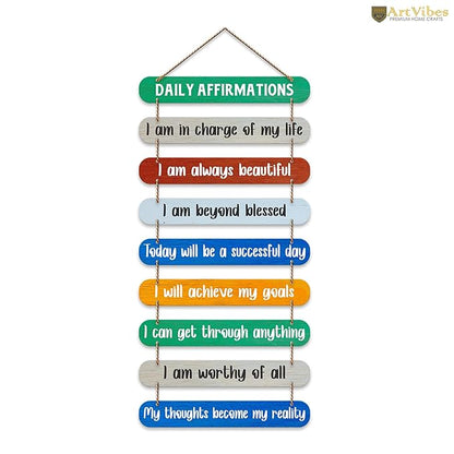 Artvibes Daily Affirmations Printed Wooden Wall Hanging for Home Decorative Items | Wall Artwork for Hall Decor