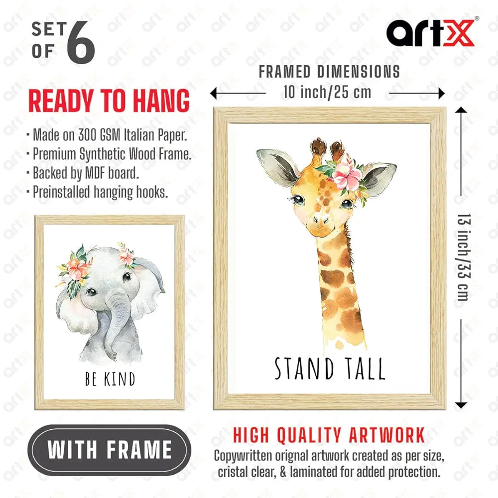ArtX Wall Paintings For Kids Room Animals Kids Room Wall Frame Set Of 6