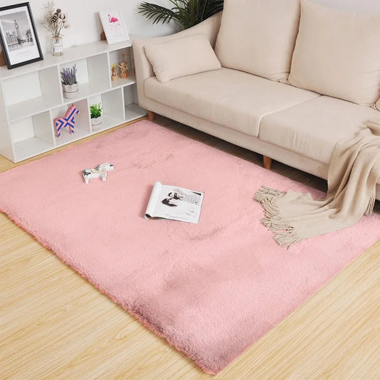 Luxe Home International Rectangular Carpet Super Soft Anti Skid Rabbit Fur  Bathroom Mats Colour Peach