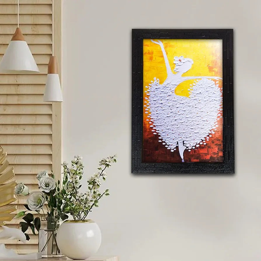 Lifehaxtore Abstract Art Wooden Dancing Girl Framed Painting