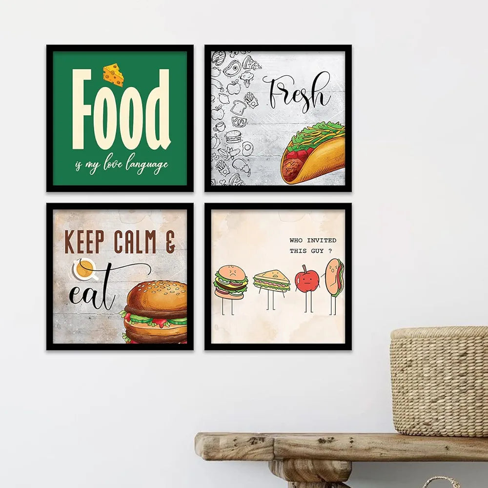Kotart Paper Photo Frames For Kitchen And Restaurant Food Quotes Set Of 4 Design-21 F