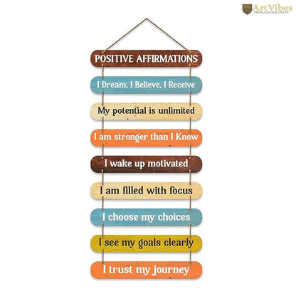 Artvibes Positive Affirmations Printed Wooden Wall Hanging for Home Decorative Items | Wall Artwork for Hall Decor
