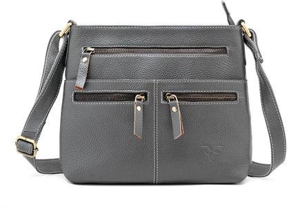 Goatter Genuine Soft Leather Multi Pocket 10" Inch Sling Cross-BodyBag for Girls And Women,