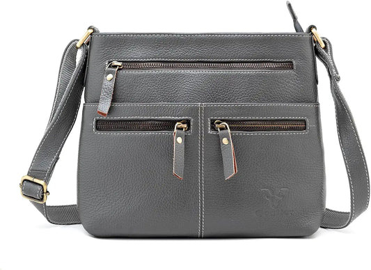 Goatter Genuine Soft Leather Multi Pocket 10" Inch Sling Cross-BodyBag for Girls And Women,
